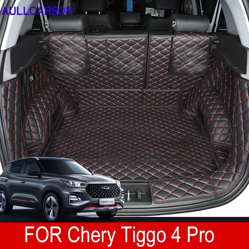 For Chery Tiggo 4 Pro 2023 Car Trunk Mats Leather Durable Cargo Liner Boot Carpets Rear Interior Decoration Accessories Cover