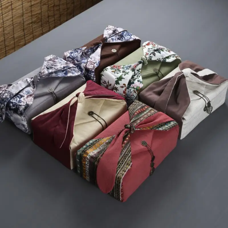 Portable Outdoor Travel Camp Teaware Storage Bag Handmade Linen Cloth Quick Cup Tea Cozies Handbag For Teapot Tea Tray LA447