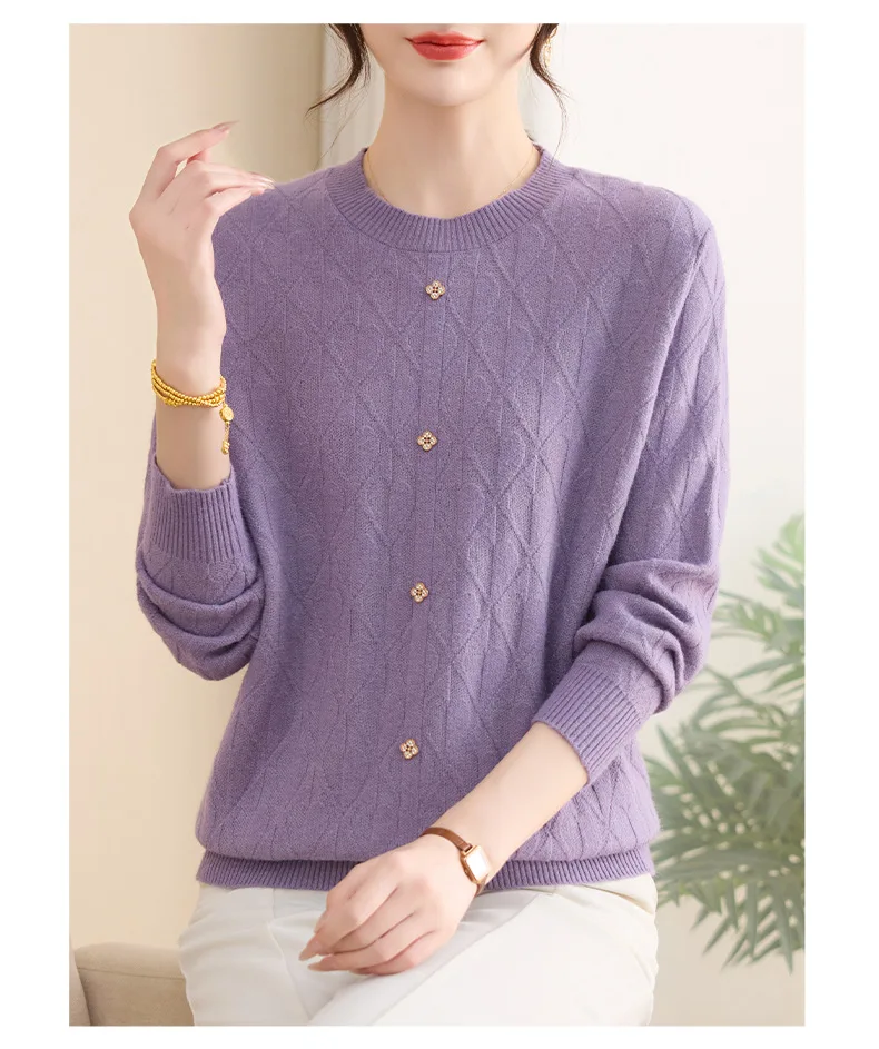 Primavera outono camisola de lã para mulher blusa manga longa blusas e jumpers elegante mãe pulôver topos roupas femininas