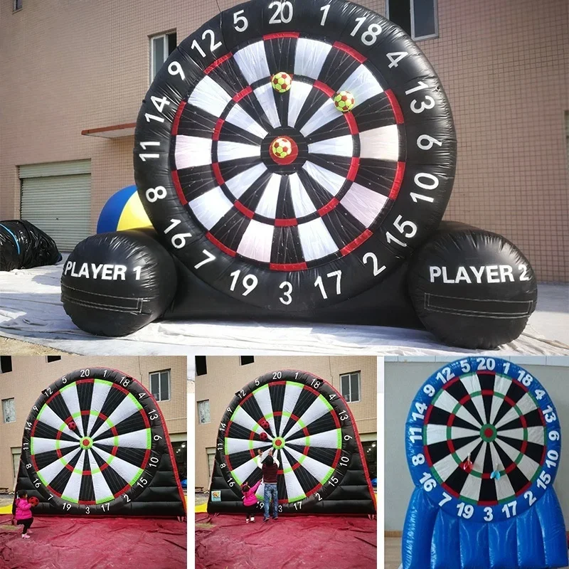 ลูกดอกฟุตบอลเป่าลม 10 ฟุตเป้าหมายกีฬากลางแจ้งเด็กเกมแบบโต้ตอบพ่อแม่และลูกกีฬาแบบพกพาความบันเทิง