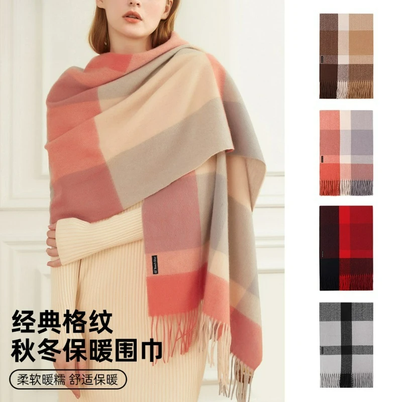 

Стильный дизайн, классический клетчатый женский шарф, мягкий, теплый, гладкий, термообёрточный, женский, шикарный, цветной, повседневный, шарф-глушитель с кисточками