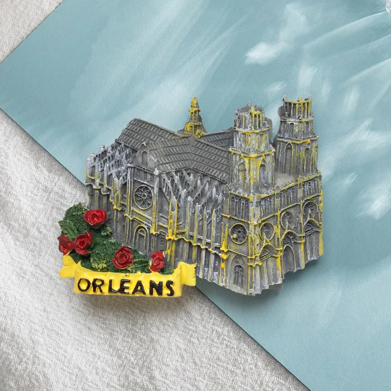

France Orleans Saint-Cyrille Cathedral Tourist Souvenir Fridge Magnet Cultural Creative Home Decoration Gift
