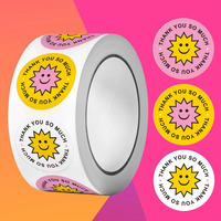 500Pcs/Roll Happy Thank You So Much Stickers 2.5cm/1.0inch Diy Decals Decor Use to Adorn Gifts, Notebook, Kettle, Phone