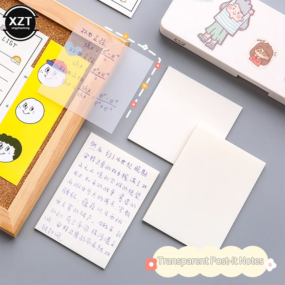 XZT 50/100 Lembar Transparan Tahan Air Diposting It Sticky Note Pad Notes Posits untuk Alat Tulis Sekolah Perlengkapan Kantor