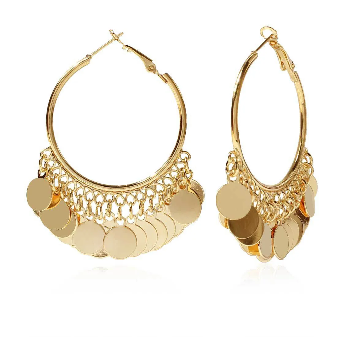 BLIJERY NEW Trendy Bohemian Fashion Golden Metal Tassels Hoop Earrings For Women Temperament Geometric Earrings Jewelry Gift