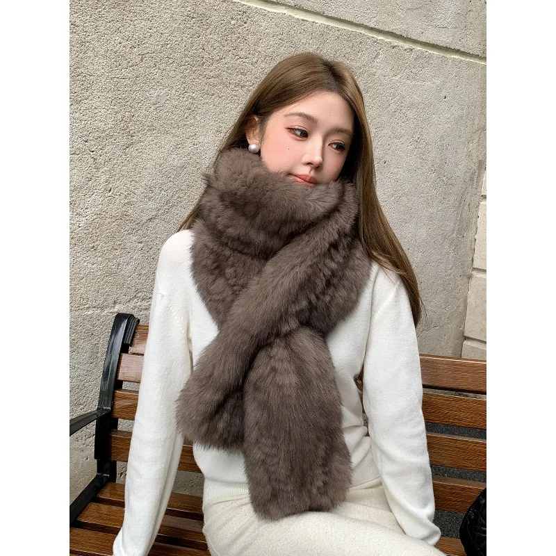 Luxury fox hair long scarf women's winter new temperament fur shawl scarf sable