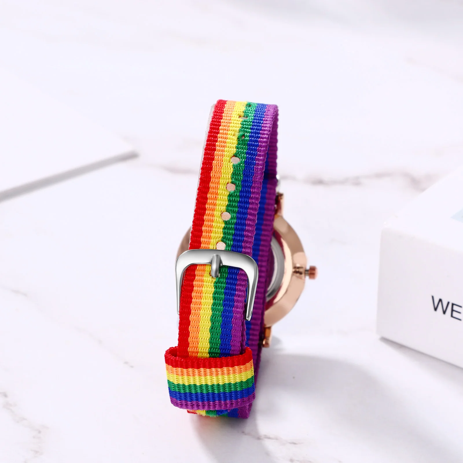 Lancardo modna tęcza kolorowy damski zegarek dziewczęcy nylonowy skórzany pasek kolorowy kwarcowy zegarek damski zegar prezent dla studenta Reloj