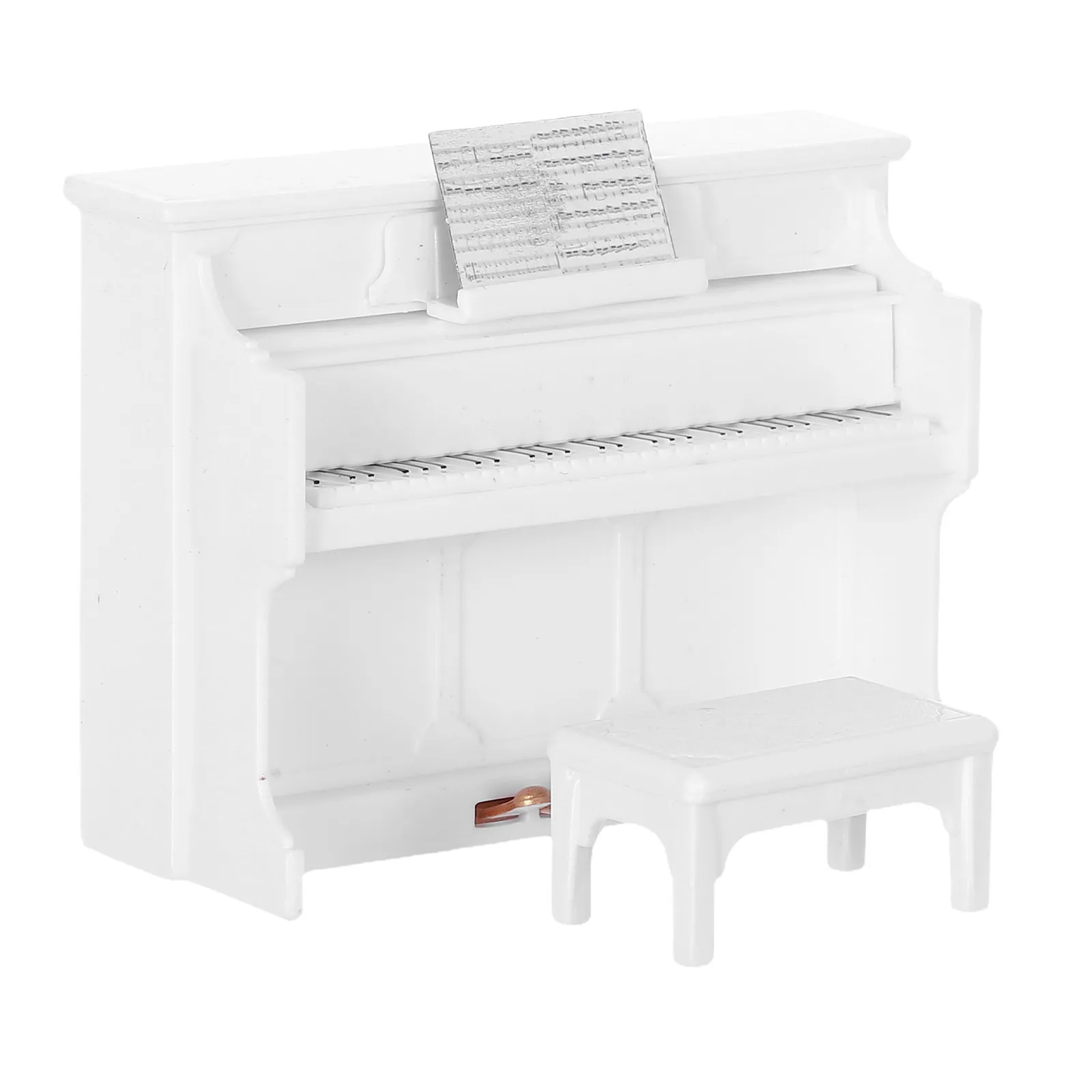 

1Set Mini Upright Piano and Stool Elegant Smooth Lines Bright Colors Fine Craftsmanship Mini House Decor Scene Props Miniature