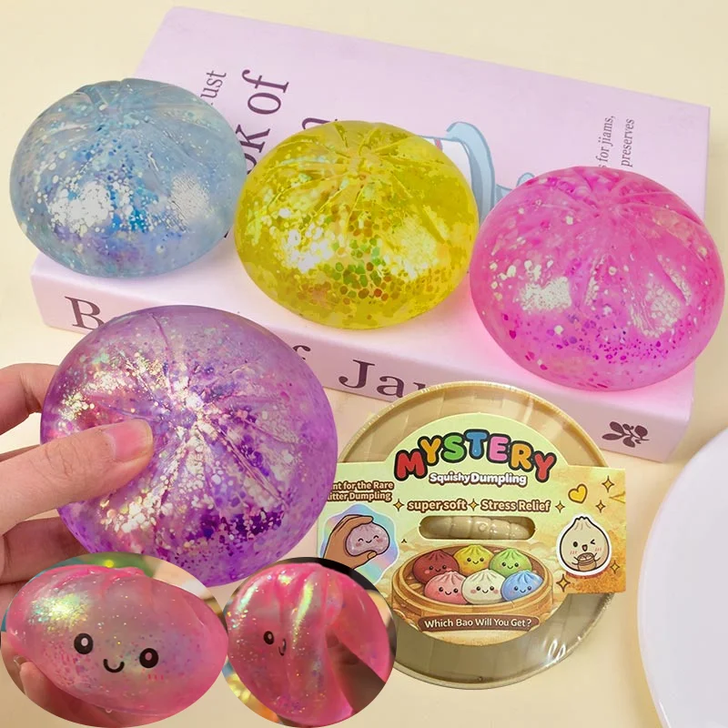 Simulation Flash Dumpling Stress Ball Cute Soft Steamed Bun Pinch Toy Reusable Low Rebound Decompression Decor for Adult