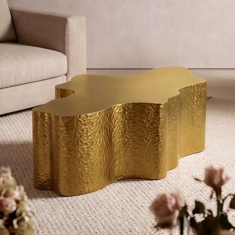#¥Modern Light Luxury Gold Irregular Cloud Coffee Table Living Room MinimalistMetal Creative Art Side Tables Desk Home Furniture