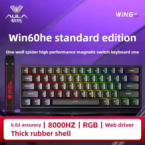 Aula Win60He Magnetic Switch Keyboard Wired Win 60 HE Mechanical Keyboard Esports Gamer Win68 Keyboards Custom Win60 He Gifts