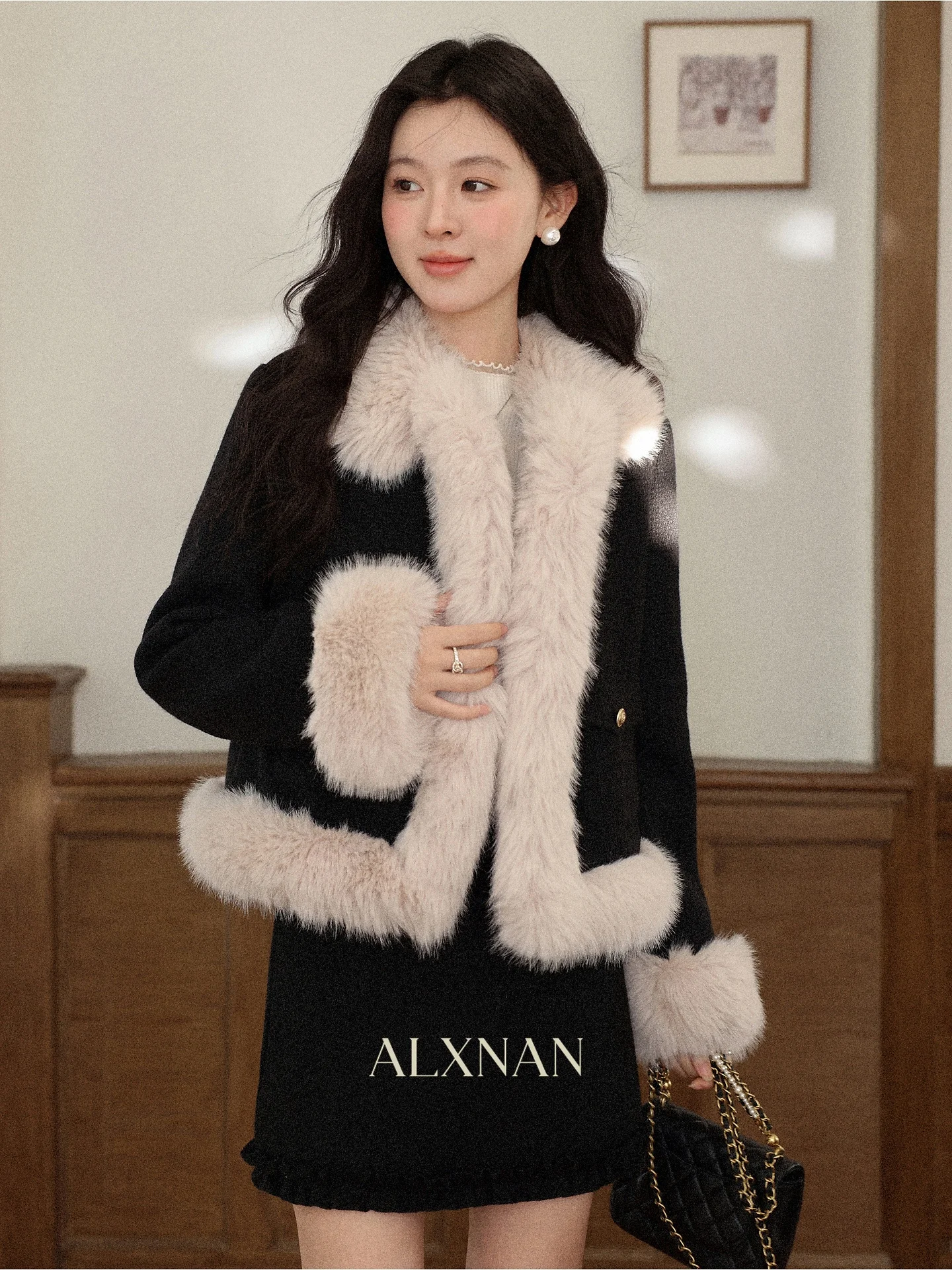 

Swan South Velvet Warm Time Bla ort Jaet Women's 2025 Autumn Winter Super Beautiful High-End ort Parka Coat