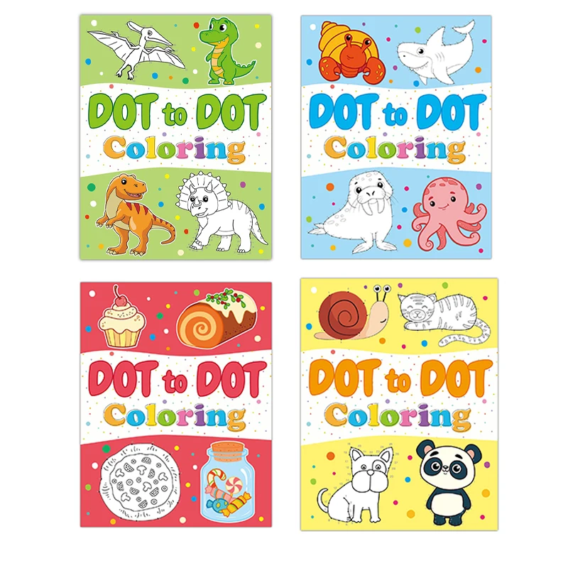 Dot-to-Dot Coloring Workbook 24 Dinosaur Patterns Preschool Number Learning Graffiti Drawing Activity Book