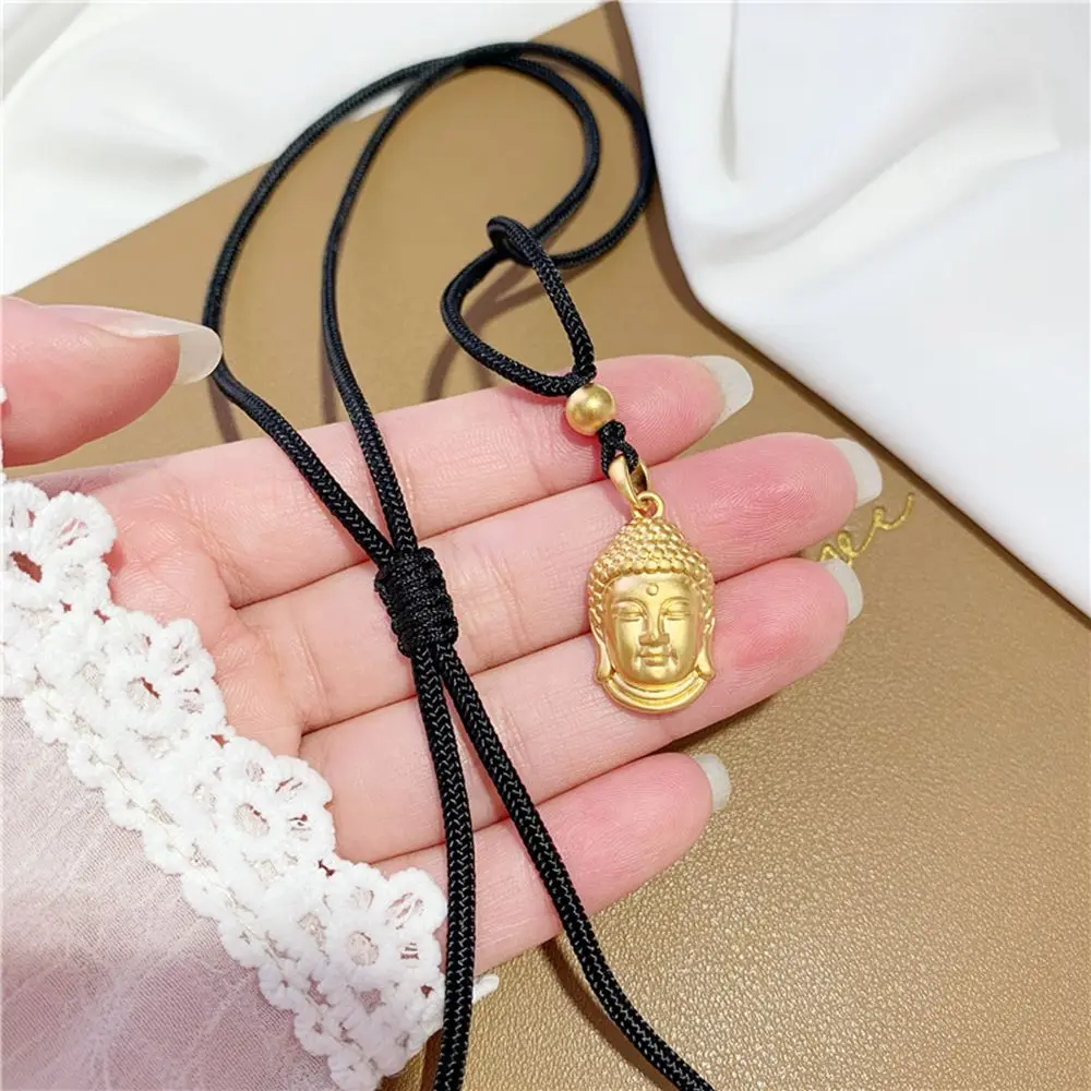 Vintage Ancient Gift Pendant Gold Color Female Buddha Head Necklace Fashion Jewelry Korean Style Necklace Women Clavicle Chain