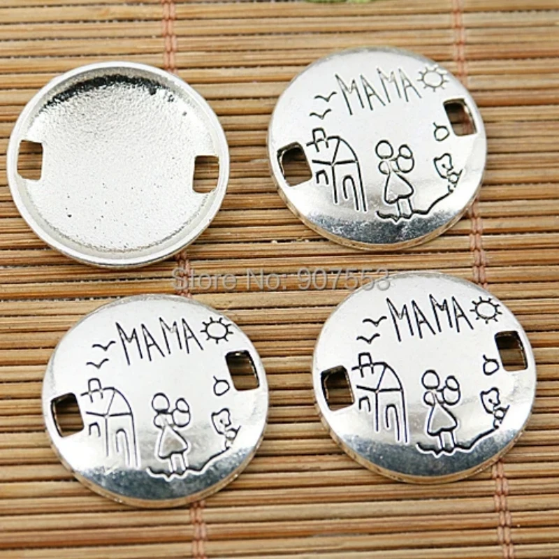 

10 PCS Tibetan Silver 2holes Mama Round Connectors EF1615 Jewelry Making Supplies