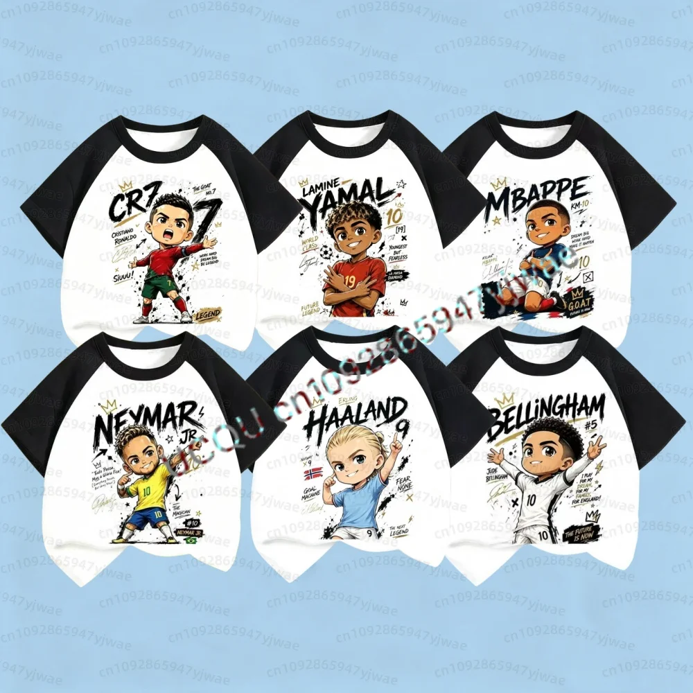 26 men women Cute Version Cartoon Ronaldo Yamal Haaland fans Graphic T-Shirt Fan Commemorative Edition Short Sleeved T-Shirt