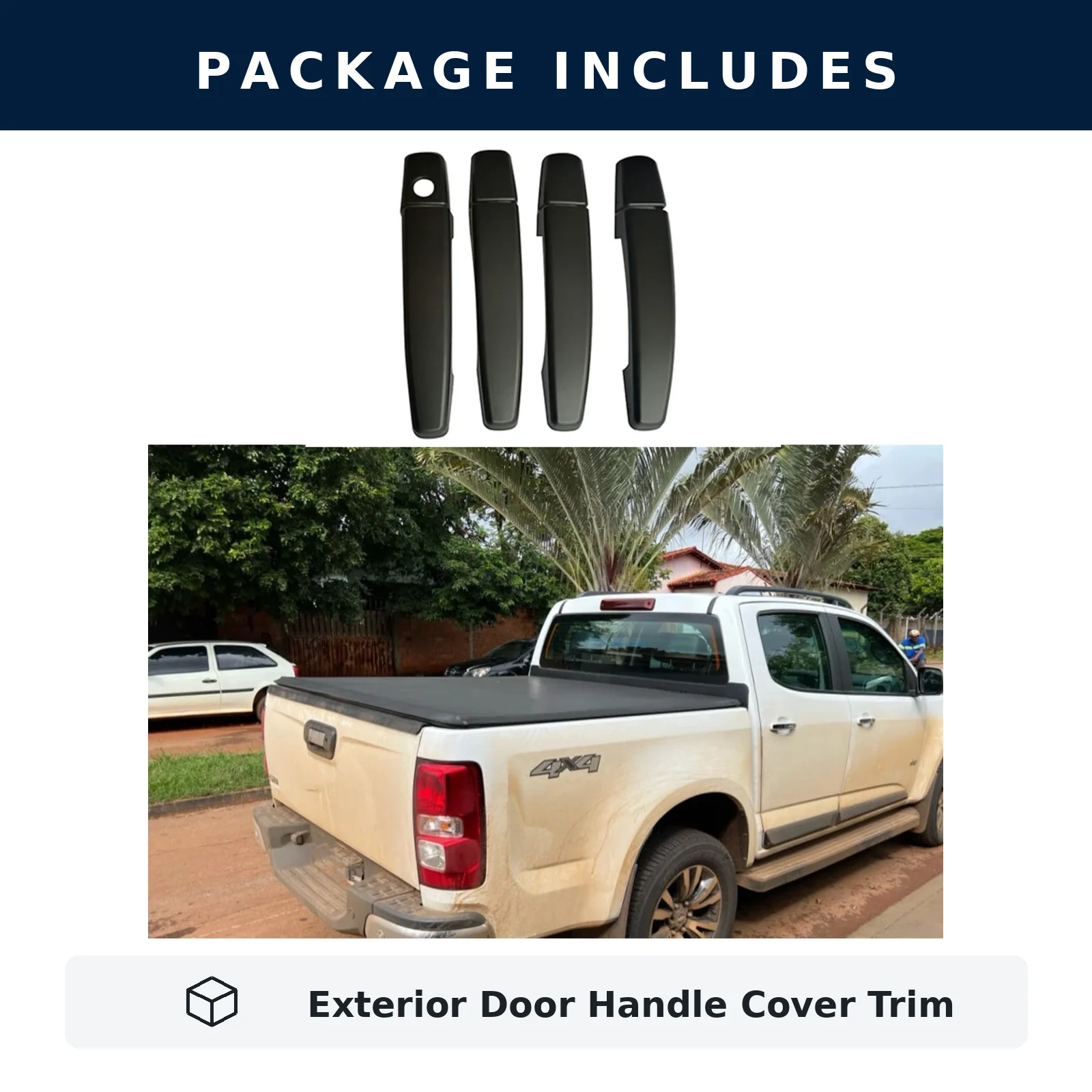 

For Holden Colorado 2012-2020 For Chevrolet Colorado 2012-2019 ABS Matte Black Door Handle Cover Decorative Frame