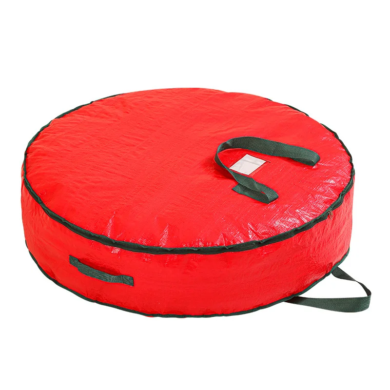 Sac de rangement rouge couronne de noël, sac de rangement circulaire pour décoration de noël, sac de rangement pour Arrangement d'arbre de noël