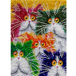 Rug Crafts for adults Smyrna latch hook kit Carpet embroidery set with printed pattern for kids Rug making kits Color cat