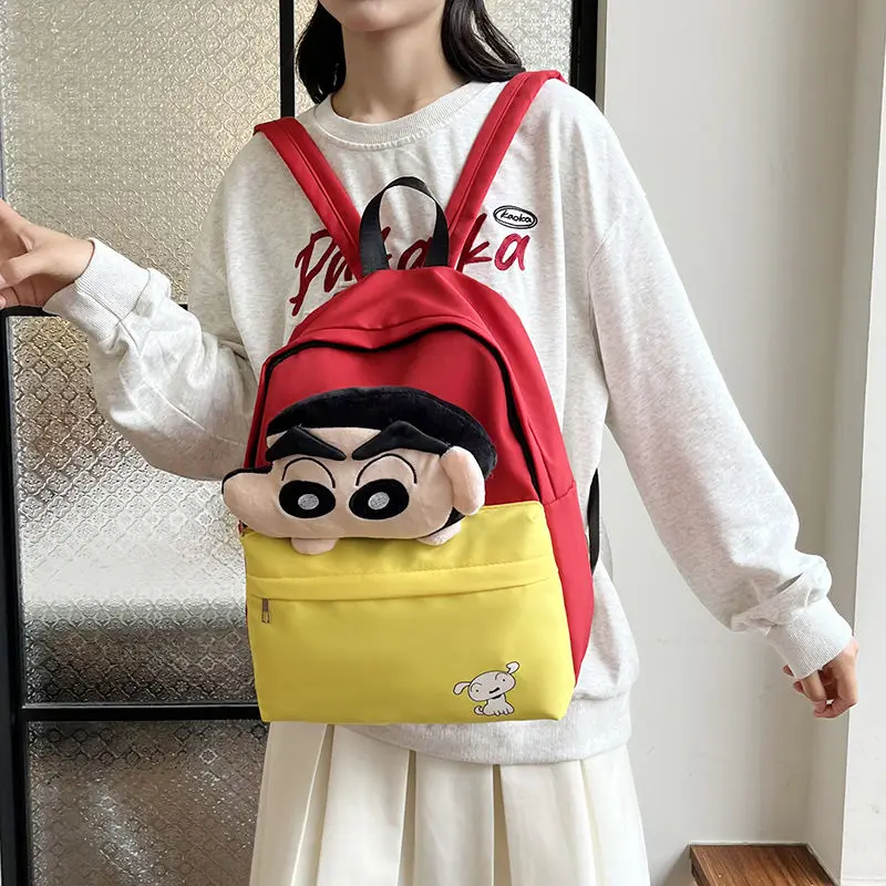 Crayon shin-chan mochilas de boneca de pelúcia, homens e mulheres, sacos de desenho animado, viagem, casual para caminhadas, viagem, acampamento, mochila, presentes de aniversário