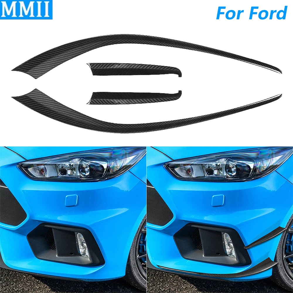 For Ford Focus RS 2015-2018 Real Dry Carbon Fiber Front Bumper Spoiler Wind Knife Cover Panel Trim Car Accessories Modification