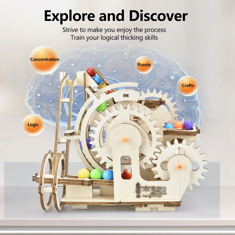 Rompecabezas de madera 3D, juego de carrera de mármol, montaña rusa eléctrica automática, Kits de construcción de modelos, juguetes educativos de vapor, regalos para niños y adultos