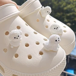 Mini Puppy Shoe Charms for Crocs Cute Bichon Frise Diy Girl Garden Sandals Decorations Detachable Clogs Pins Slipper Accessories