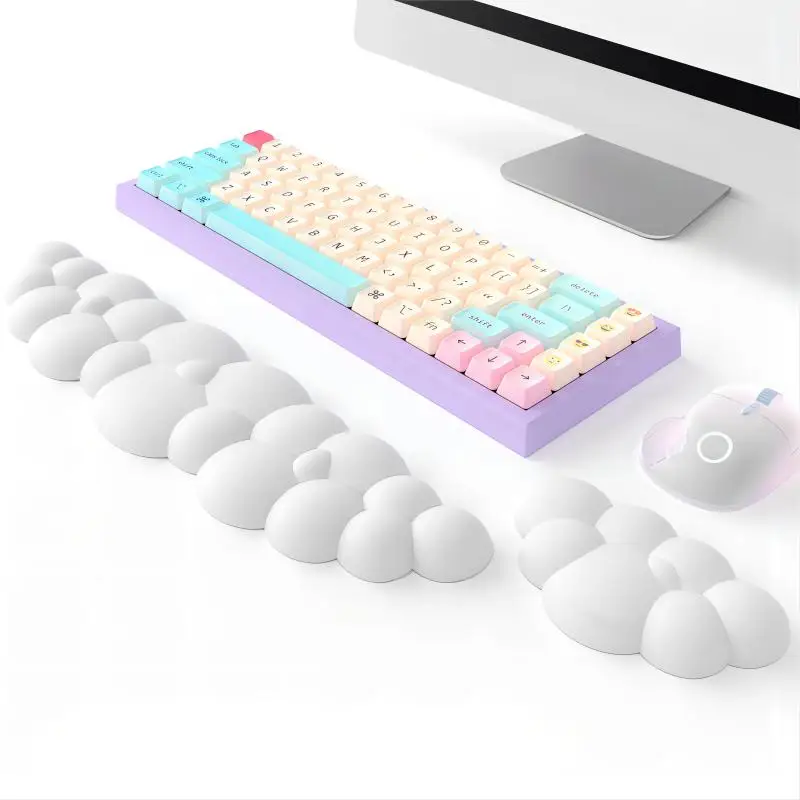 

Cloud Shape Wrist Rest Ergonomic Pad PU Material Anti-Slip Rubber Base Memory Foam for 100 Keys 87 Keys 68keys Keyboard Mousepa