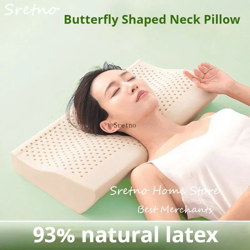 

Natural Latex Pillow Adult Cervical Spine Protection Sleep Aid Neck Pillow Silicone Butterfly Shape Rubber Pillow Core Almohadas