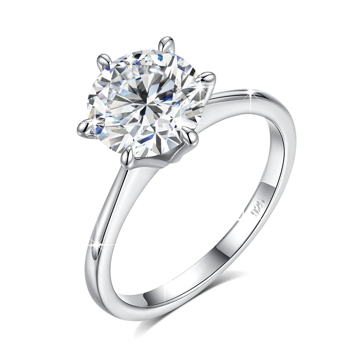 9mm 3ct Moissanit-Ehering mit sechs Krappen, 925 Sterling Silber Verlobungsringe für Frauen, Schmuck für Jubiläen, Partys und Bankette – Detail 6