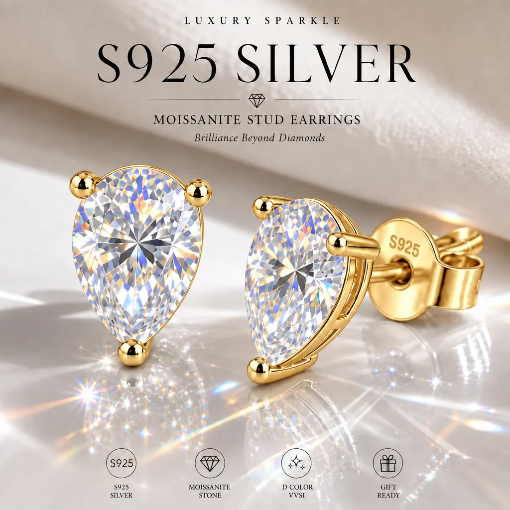 S925 Sterling Silber Strahlende Form 3EX Schliff Zertifizierter 2,0ct Moissanit Damen-Ohrringe Party-Schmuck Geschenke Mit GRA-Zertifikat – Detail 9
