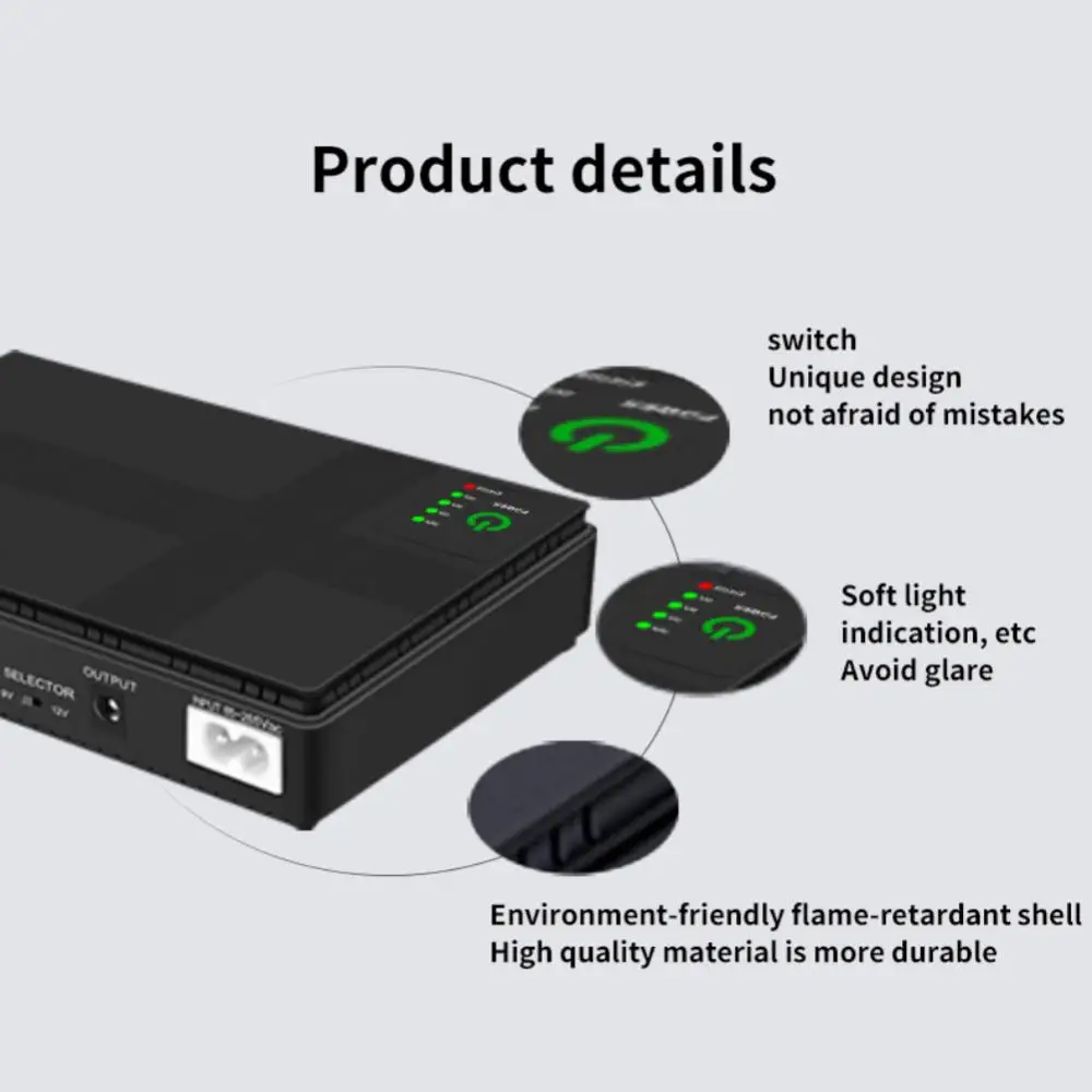 Imagem -03 - Fonte de Alimentação Ininterrupta Cat Adapter Optical Mini Router Ups dc Backup Fonte de Alimentação ac 110v 220v para dc 5v 9v 12v 15v 24v