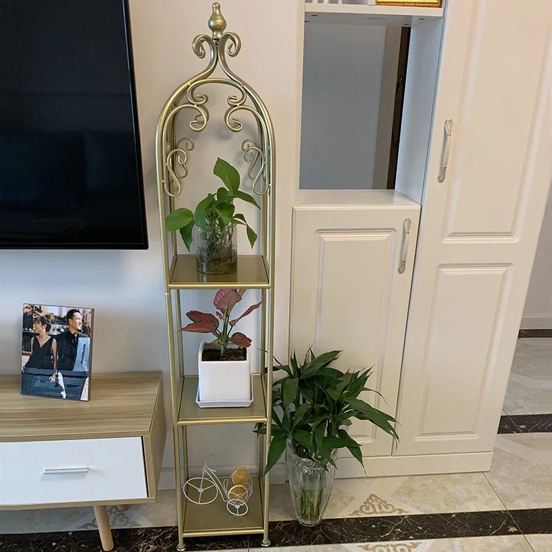 Nordic Bird Cage Bookshelf Floor Wrought Iron Flower Rack Multi-Layer Living Room Bookcase Storage