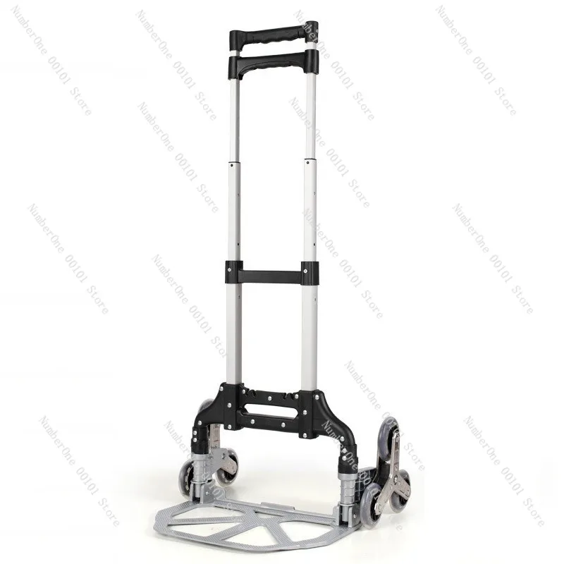 Six-Wheel Stair-Climbing Cart, Folding Aluminum Alloy Trolley for Shopping and Household Use, Convenient Grocery
