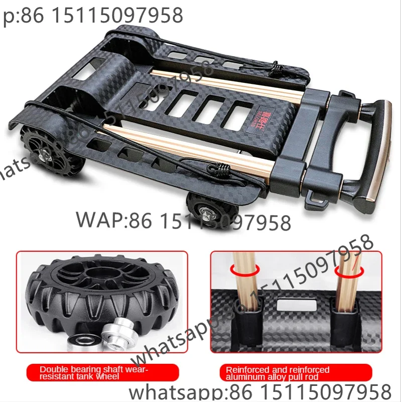 Folding Aluminum Small Trolley Mute Wheel 40kg Luggage Cart Elderly Travel Shopping Moving Goods Grocery Shopping Cart