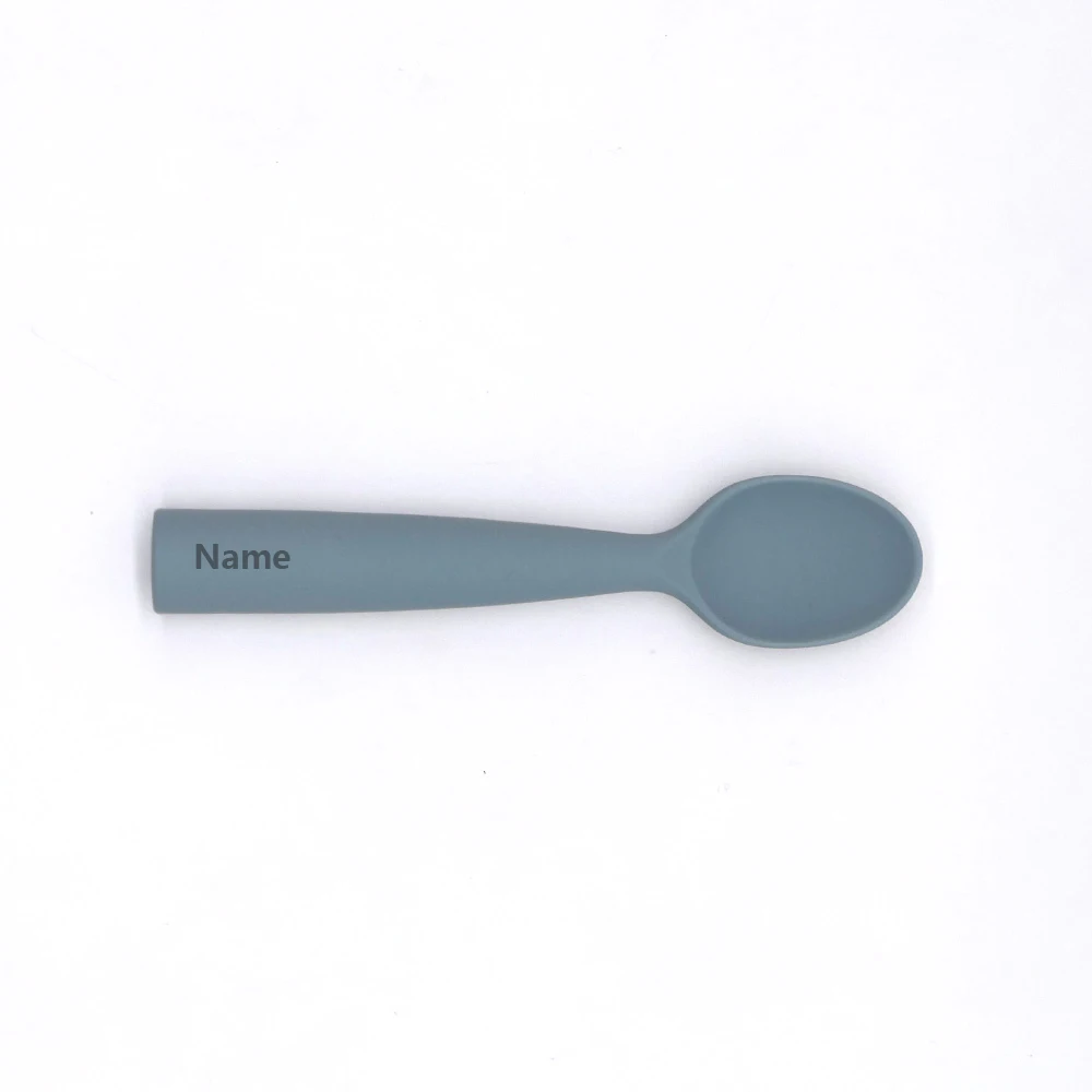 Silicone Spoon Personalized Custom Name Silicone Material Soft Spoon Baby Practice Use Suitable image 5