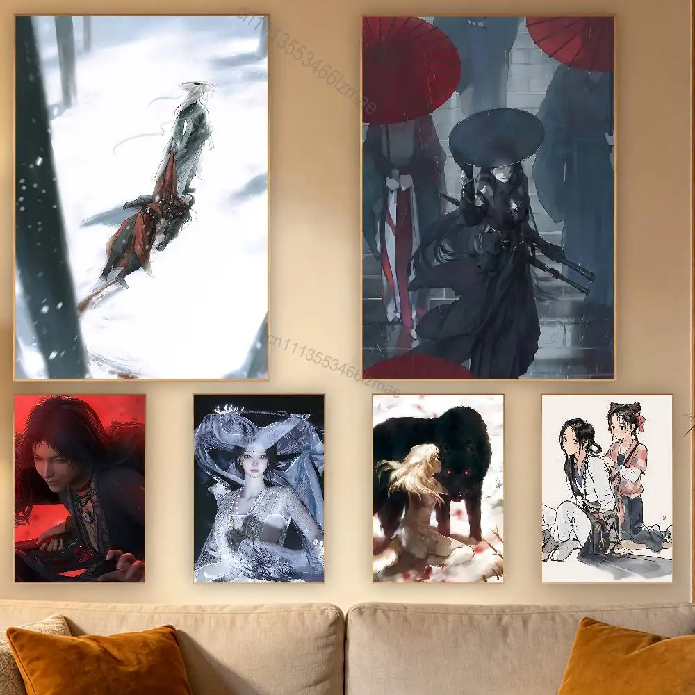 

Hot GAME Where W-Winds Meet Poster Retro Paper Sticker DIY Room Bar Cafe Aesthetic Art Wall Painting