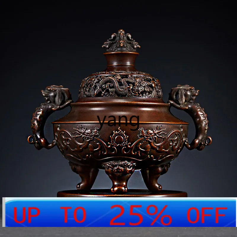

Lhh pure copper plate incense burner large incense burner household indoor sandalwood burner ornament