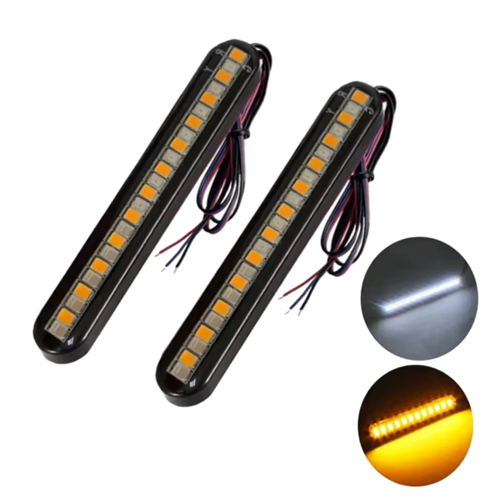 2 pçs tira de luz da motocicleta fluindo indicadores sinal volta universal 12v dc luzes da placa licença led volta freio luz da cauda