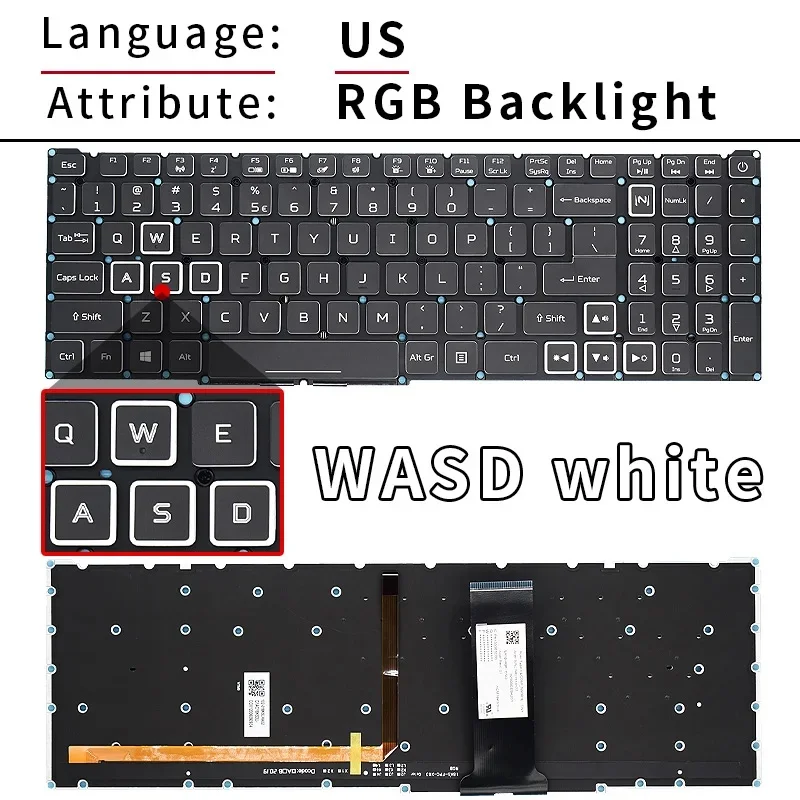 Spanish PT-BR Brazil Russian Keyboard For Acer Nitro 5 N18C3 N18C4 AN515-54 43 44 AN517-51 AN517-52 Gaming Laptop Red Backlight - view 6