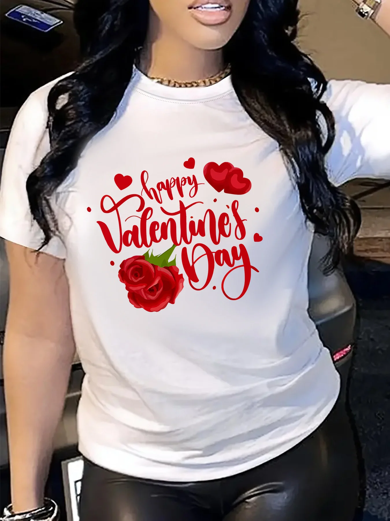 

Мужская и женская футболка большого размера с романтическим принтом ко Дню святого Валентина, с коротким рукавом, свободная, повседневная, мягкая, удобная, дышащая