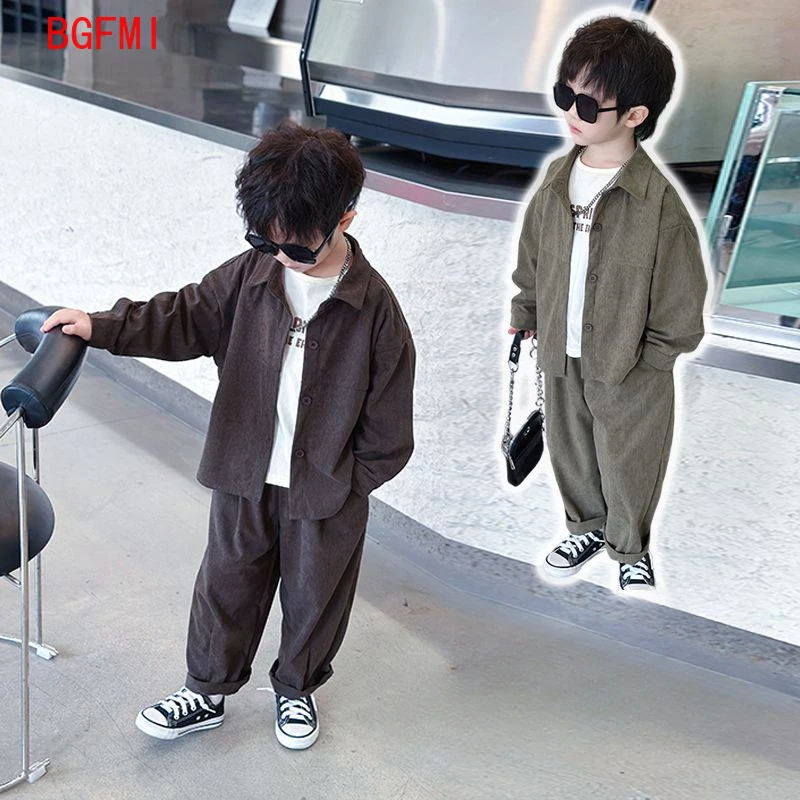 2-10Y الكورية ملابس الأطفال الفتيان ربيع الخريف موضة مجموعات غير رسمية جديد الاطفال طويلة الأكمام رقيقة سروال قصير سترة بانت 2 قطعة مجموعة #1