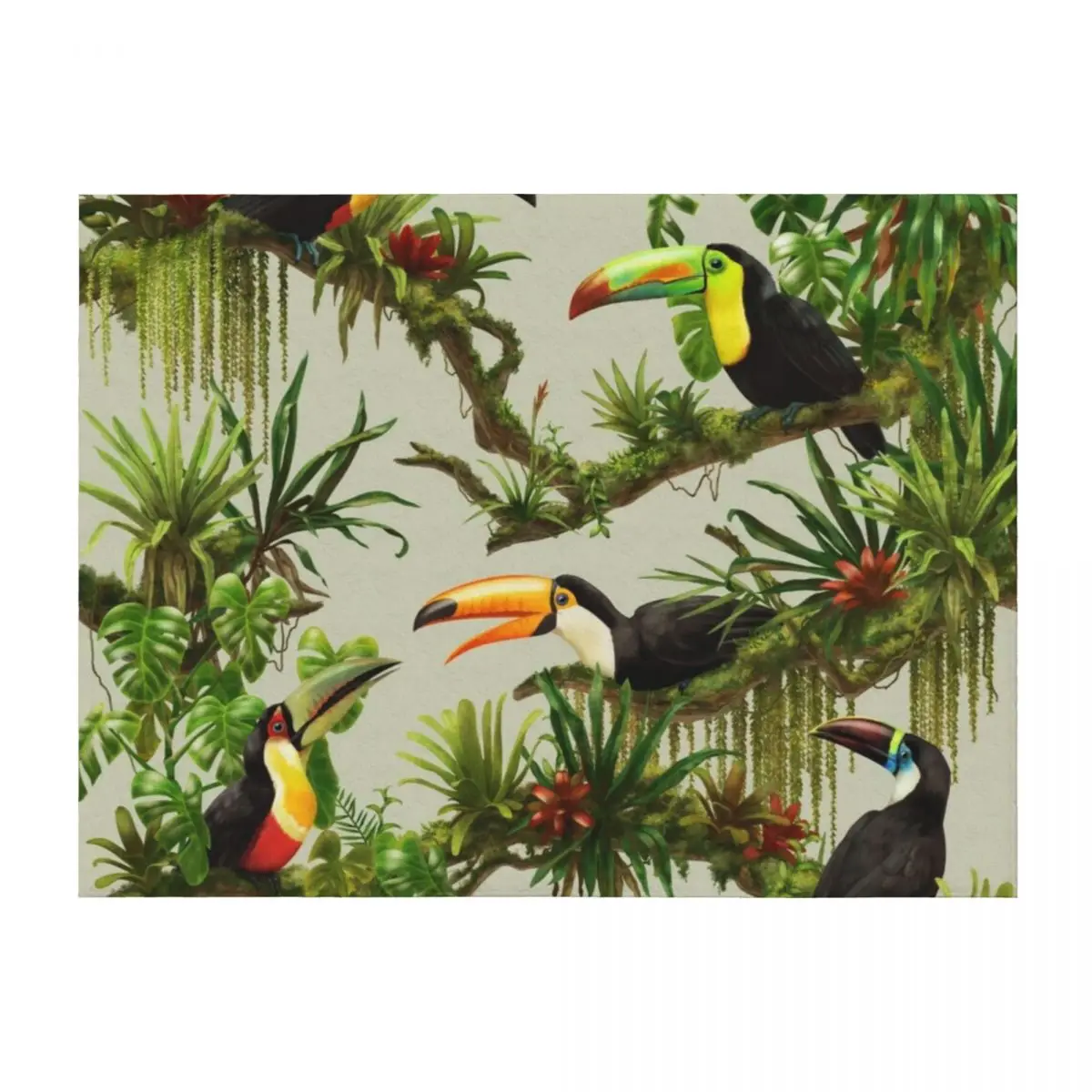 Toucans and bromeliads - canvas background Throw Blanket Moving Extra Large Throw Decoratives Blankets