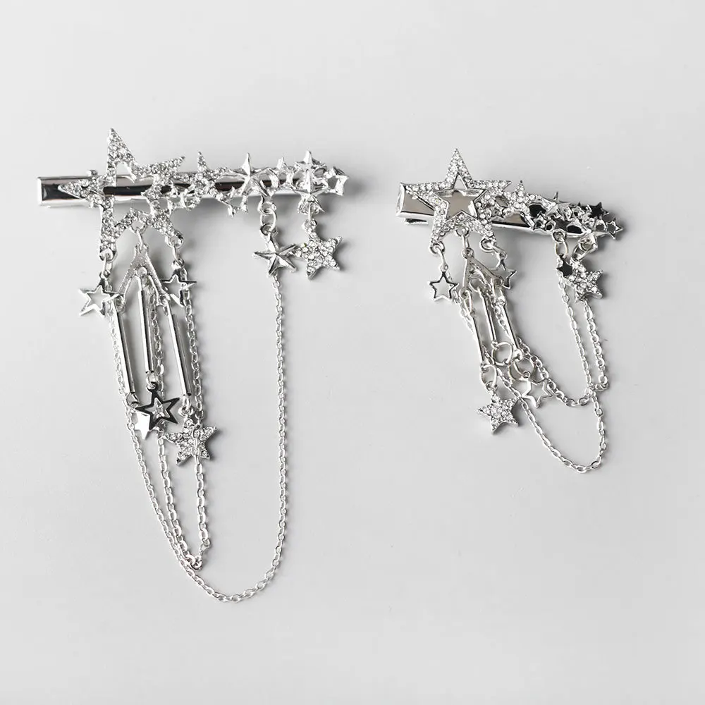Punk Haar Clip voor Vrouwen Meisje Vintage Crystal Star Kwastje Haarspelden Harajuku Y2K Mode Hoofddeksels Haar Sieraden Accessoire