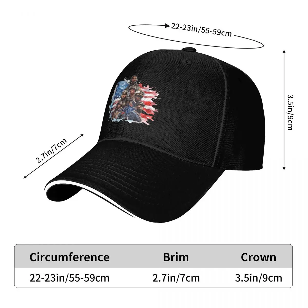 American Black Soliders Baseball Cap birthday custom caps Streetwear Sunscreen Female Men's