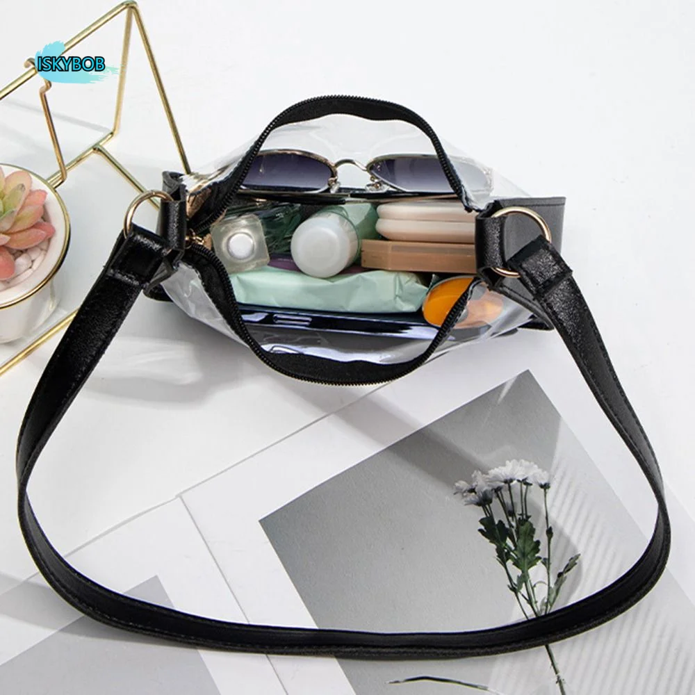 

Waterproof Crossbody Bag Portable Large Capacity Transparent Shoulder Bag Durable Multipurpose PVC Clear Jelly Bag
