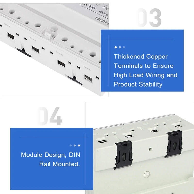 Three Phase 4 Wires Digital Power Electric Electricity Meter Kwh Power Consumption Monitor DIN Rail Mount A