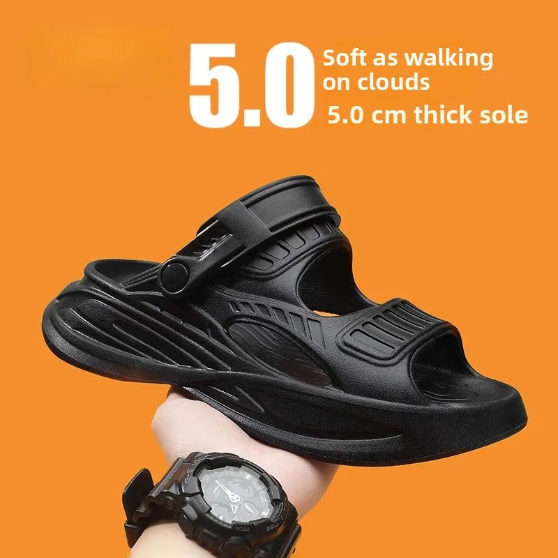 Men's Summer Outdoor Sports Water Shoes Anti-Slip Wear-Resistant Home Slippers Driving Beach Sandals Comfortable Slip-On EVA