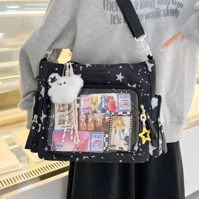 Neue Y2K Niedliche Stern-Comic Ita-Tasche Damen Mode Schultertaschen Lolita Mädchen Transparente Tragetasche DIY Display Umhängetasche Handtasche – Detail 15