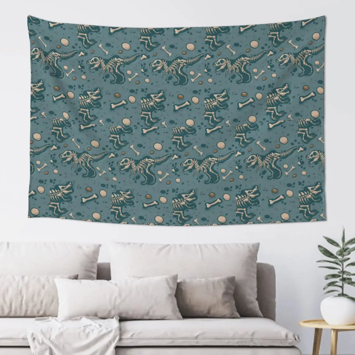 Excavated Dinosaur Fossils Tapestry Funny Wall Hanging Aesthetic Home Decor Tapestries for Living Room Bedroom Dorm Room